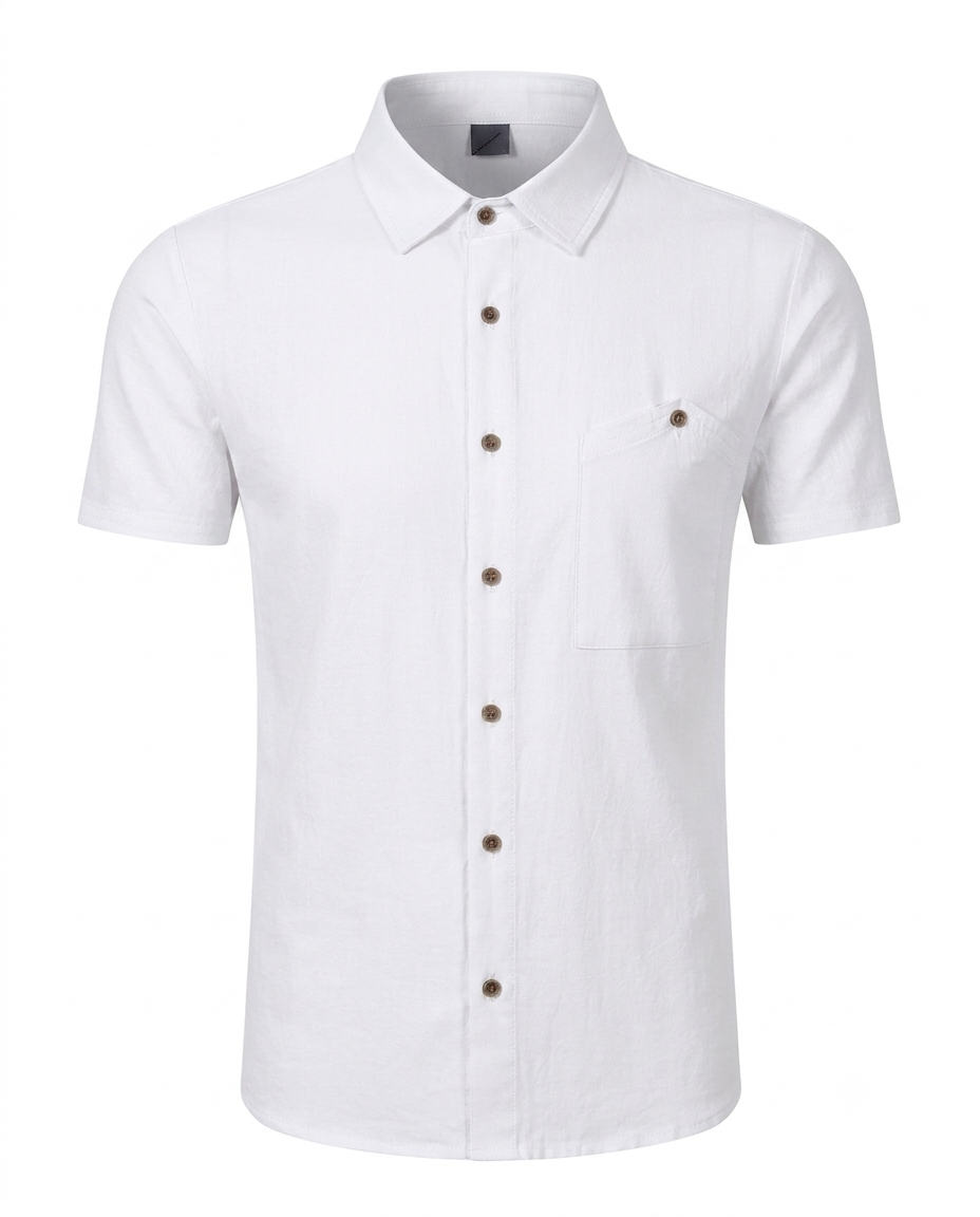 Linen Blend Short Sleeve Shirt