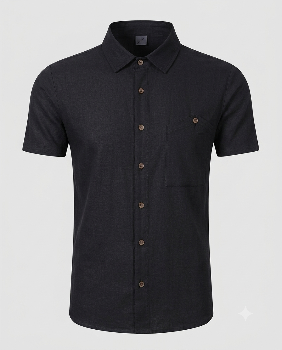 Linen Blend Short Sleeve Shirt