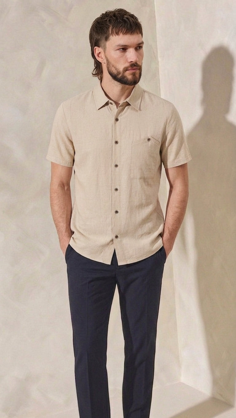 Linen Blend Short Sleeve Shirt