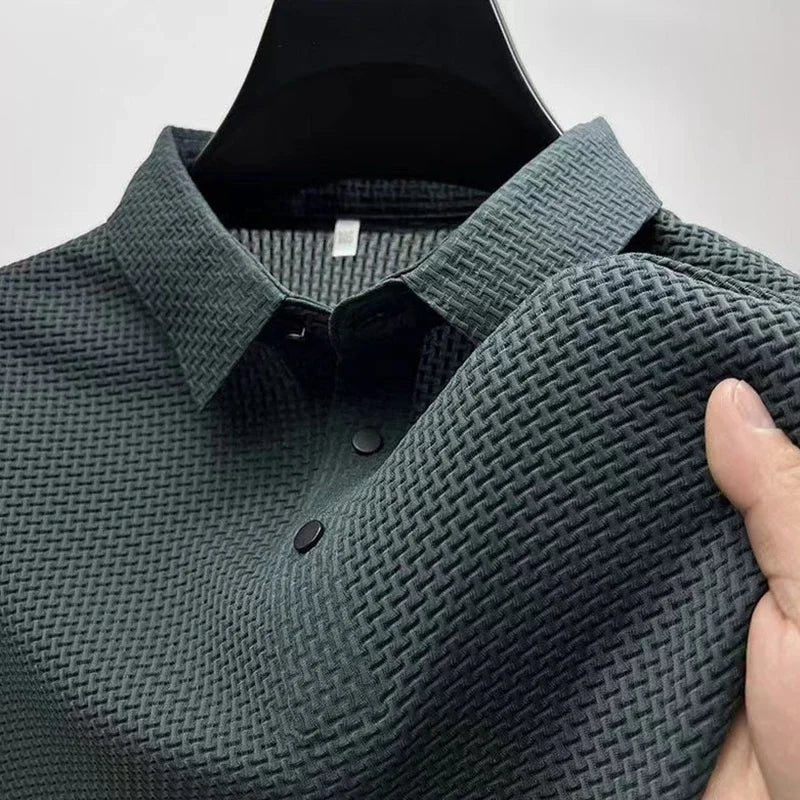Textured Cotton Polo Shirt