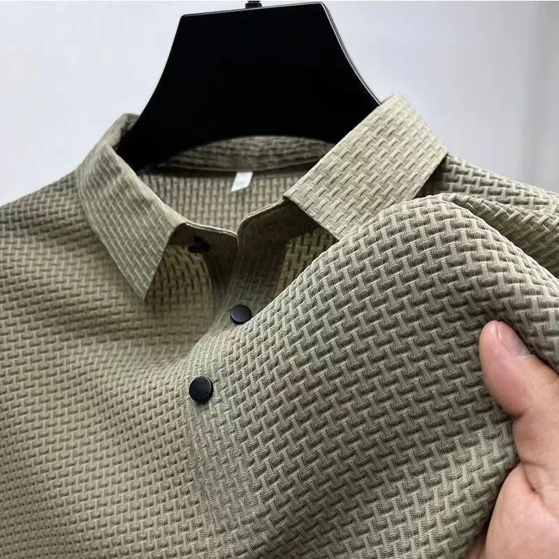 Textured Cotton Polo Shirt