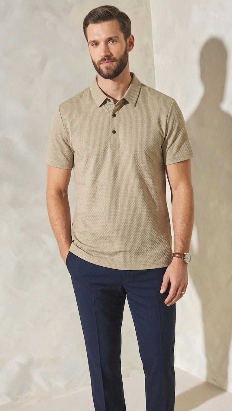 Textured Cotton Polo Shirt
